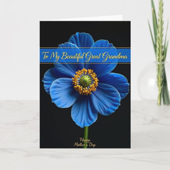 Azure Floral Great Grandma Card (Front)