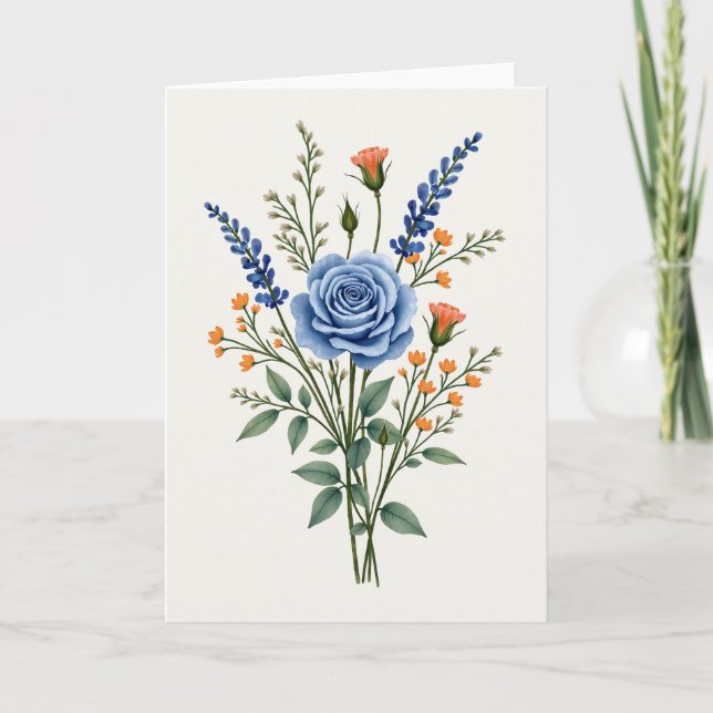 Azure Floral Mothers Day Card (Front)
