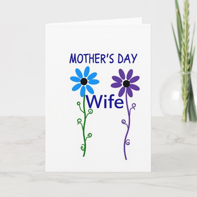 Azure Floral Mothers Day Wife Card (Front)