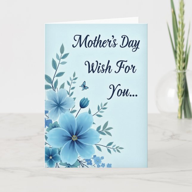 Azure Floral Mothers Day Wish Card (Front)