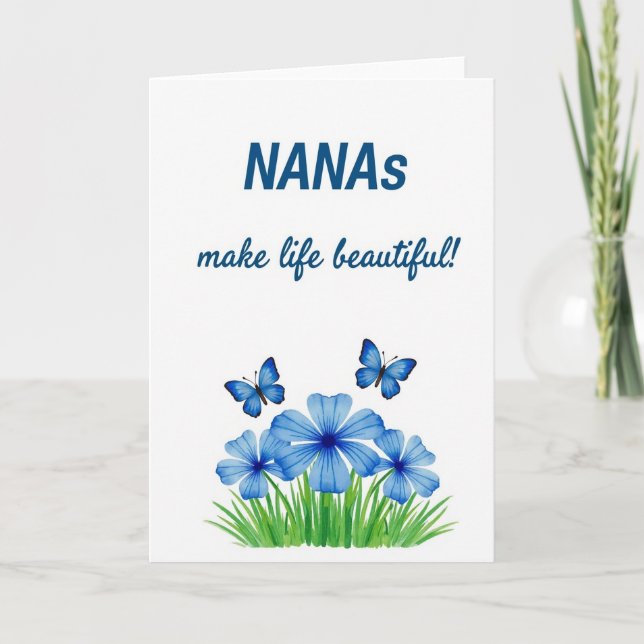 Azure Floral Nanas Card (Front)