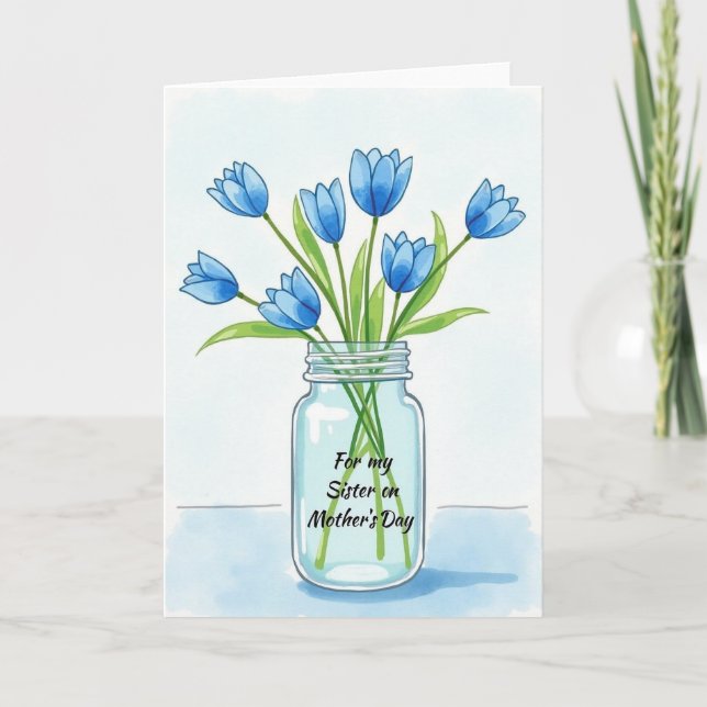 Azure Floral Sisters Day Card (Front)