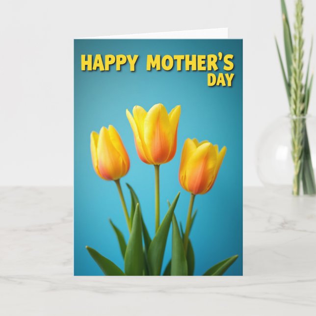 Azure Flowers Greeting Card (Front)