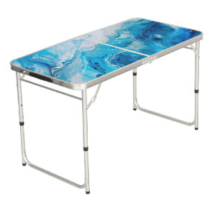 Azure Fluid Marble Ping Pong Table