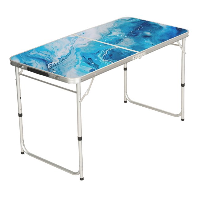 Azure Fluid Marble Ping Pong Table (Angled)
