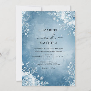 Azure Frost Flourish Wedding Invitation