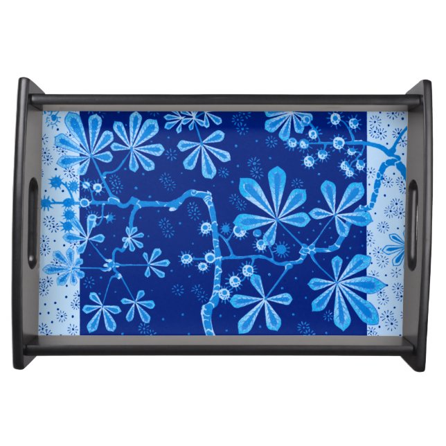 Azure Frost Flower Small Serving Tray (Front)