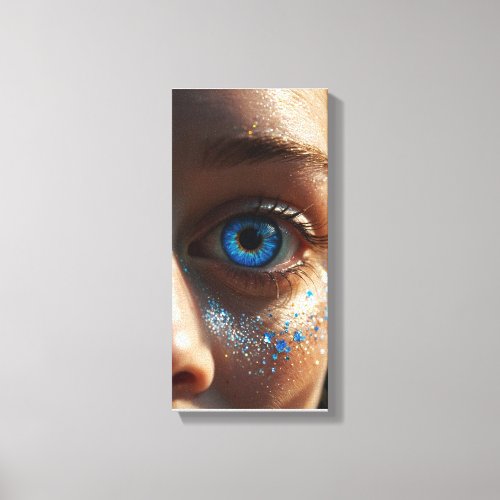 Azure Gaze Mesmerizing Blue Eye with Makeup Canvas Print