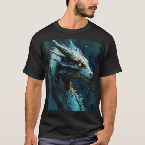 Azure Guardian Fierce Dragon Art  T_Shirt