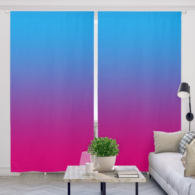 Azure Hot Pink Gradient Blackout Curtains (Living Room)