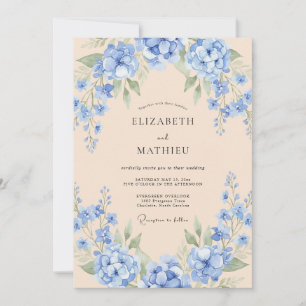 Azure Hydrangea Painted Wedding Invitation
