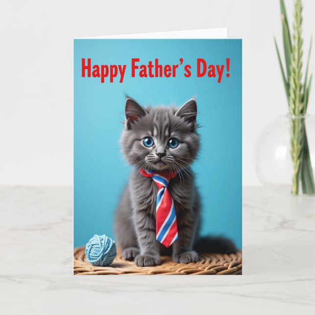Azure Kitten Fathers Day Card (Front)