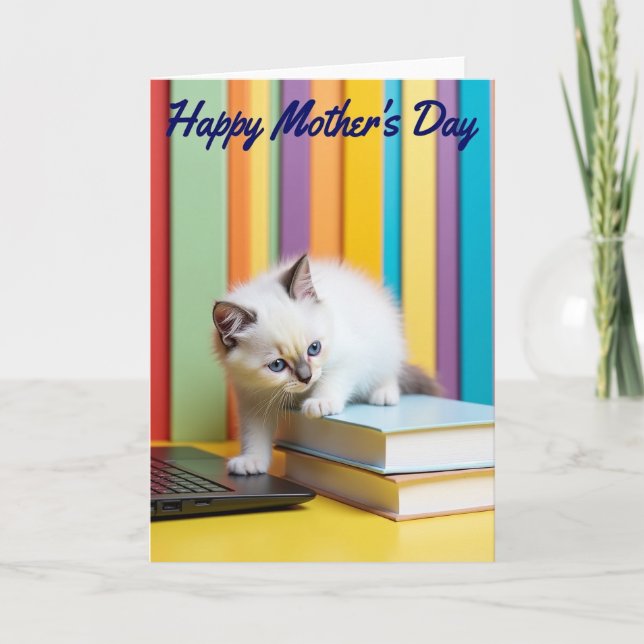 Azure Kitten Mothers Day Card (Front)
