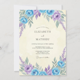 Azure Lilac Painted Wedding Invitation