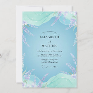 Azure Lilac Sprig Eucalyptus Wedding Invitation