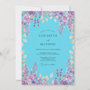Azure Lilac Wisteria Wedding Invitation