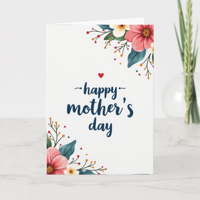 Azure Love Mother Floral Card (Front)