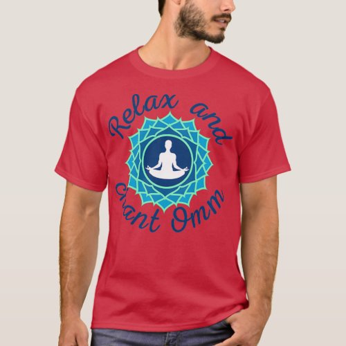 Azure Mandala and Relax and Chant Omm sign T_Shirt