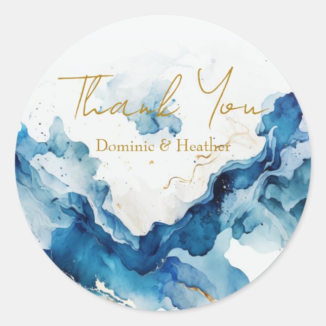 AZURE Marble Dreams Gala Classic Round Sticker (Front)