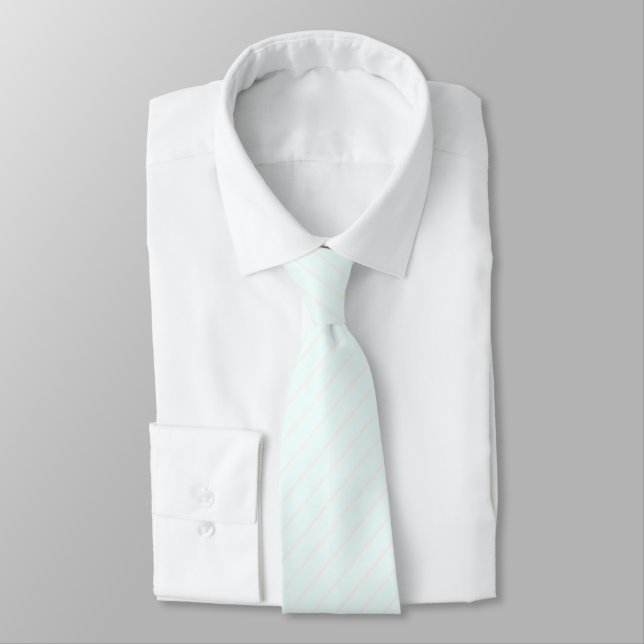 Azure Mist Blue & Seashell White Pinstripes Neck Tie (Tied)