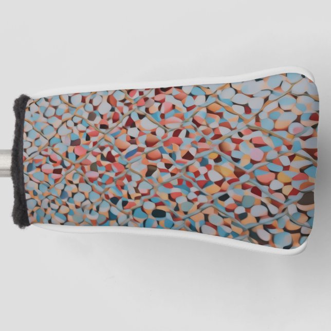 Azure Mosaic Flow Abstract Textured Pattern Golf Head Cover (Front)