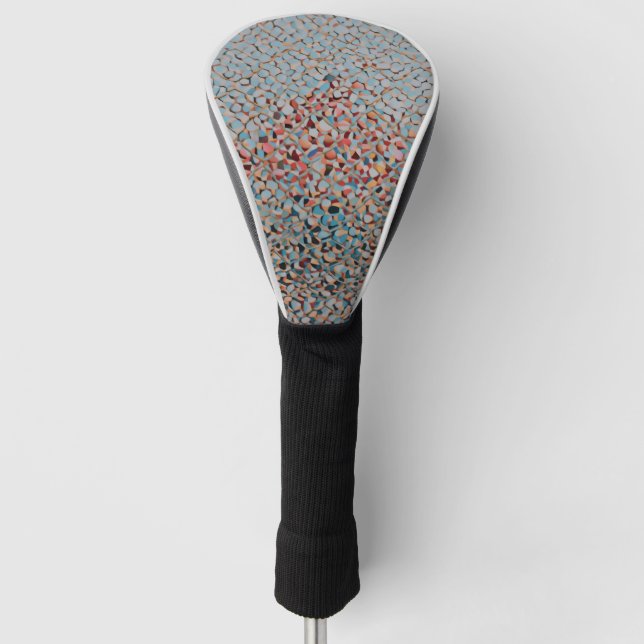 Azure Mosaic Flow Abstract Textured Pattern Golf Head Cover (Front)