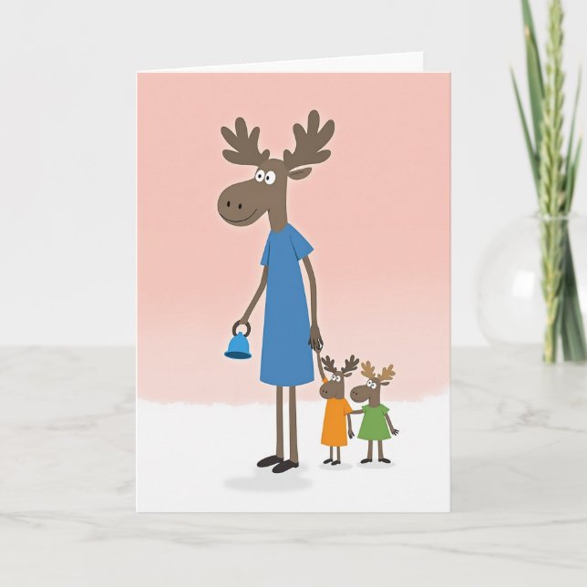 Azure Mother Deer Family Card (Front)