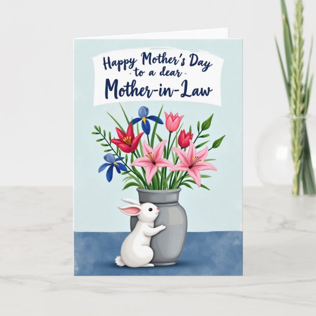 Azure Mothers Day Bunny Card (Front)