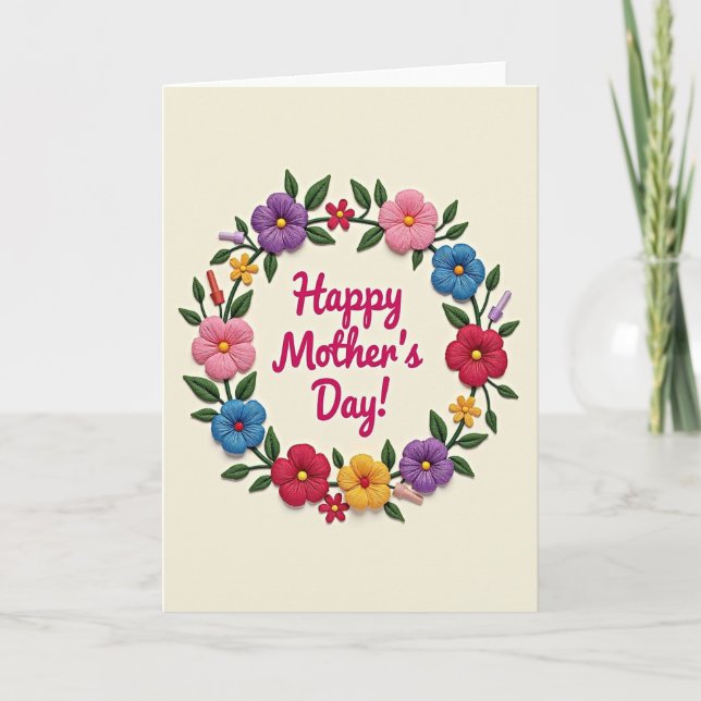 Azure Mothers Day Wreath Card (Front)