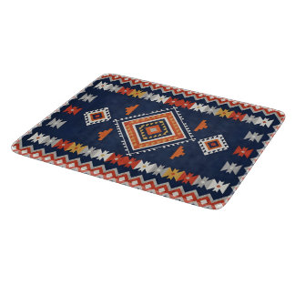 Azure Navy and Terracotta Geometric Tribal Cutting Board