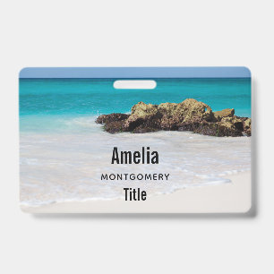 Azure Ocean Sandy Beach Photo Badge