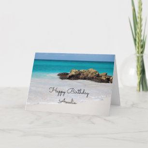 Azure Ocean Sandy Beach Photo Birthday Card