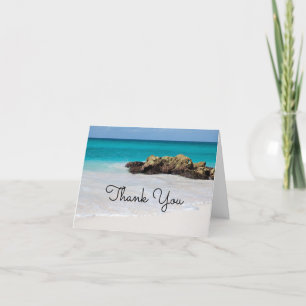 Azure Ocean Sandy Beach Photo Letterpress Thank You Card