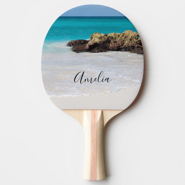 Azure Ocean Sandy Beach Photo Ping Pong Paddle (Front)