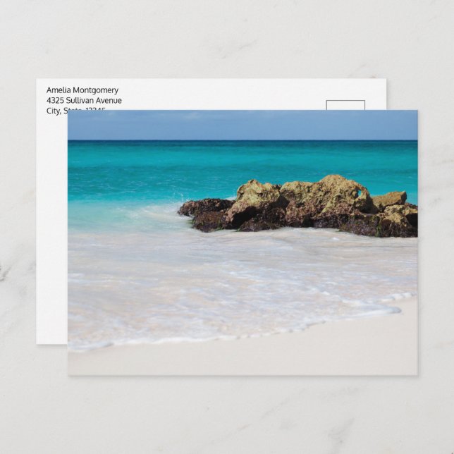 Azure Ocean Sandy Beach Photo Postcard (Front/Back)