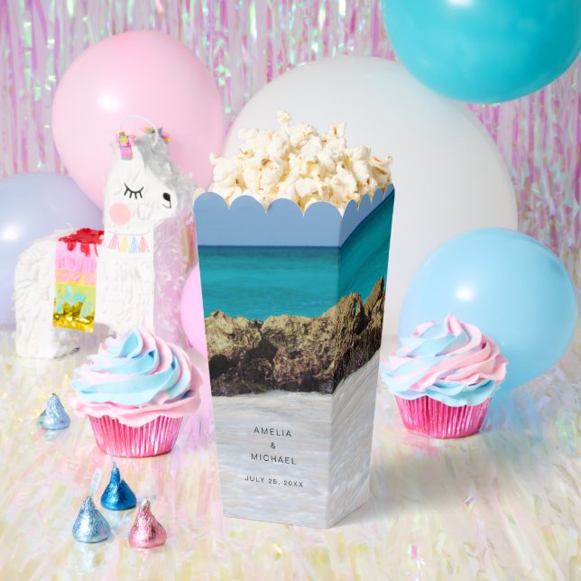 Azure Ocean Sandy Beach Photo Wedding Favor Boxes (Party)