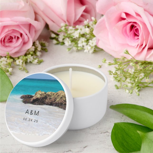 Azure Ocean Sandy Beach Photo Wedding Mini Candle Favors (Insitu (Wedding))