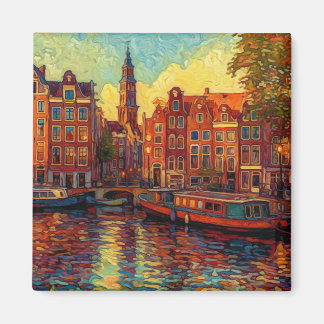 Azure & Ochre Amsterdam | Dutch Canal Mosaic Magnet