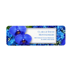 Azure Orchid Hydrangea Botanical Return Address Label