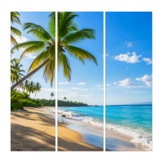 Azure Palm Retreat Triptych