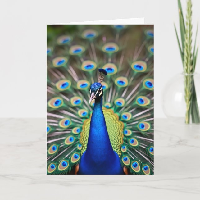 Azure Peacock Mothers Day Card (Front)