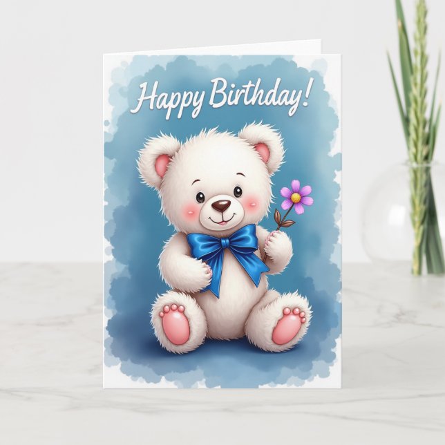 Azure Plush Birthday Card (Front)