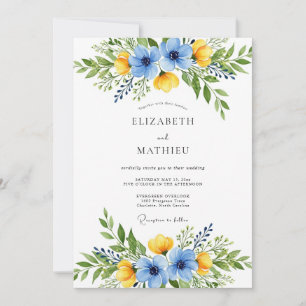 Azure Resplendent Botanical Wedding Invitation