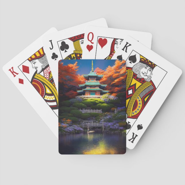 Azure-Roofed Sanctuary Poker Cards (Back)