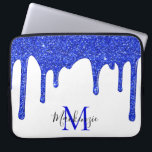 Azure Royal Blue Sparkle Glitter Drips Monogram Laptop Sleeve<br><div class="desc">Girly Royal Blue Sparkle Glitter Drips Monogram laptop sleeve with our trendy faux glitter drips in bright azure royal blue. Designed by Cedar and String. To personalize further, please click the "customize further" link and use the design tool to modify the design. If you need assistance or matching items, please...</div>