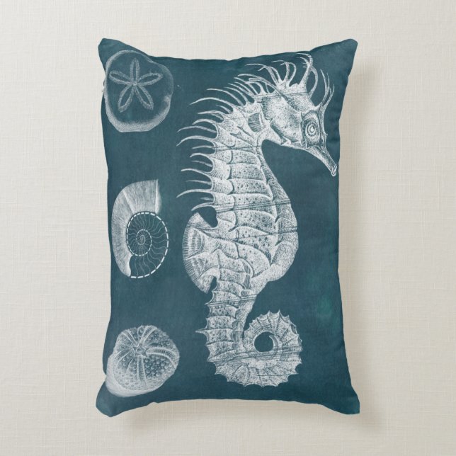 Azure Seahorse Study I Accent Pillow (Front(Vertical))