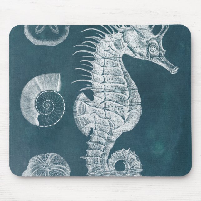 Azure Seahorse Study I Mouse Pad (Front)