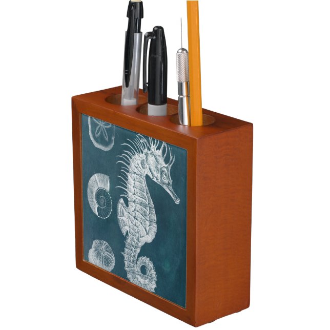 Azure Seahorse Study I Pencil Holder (In Situ)