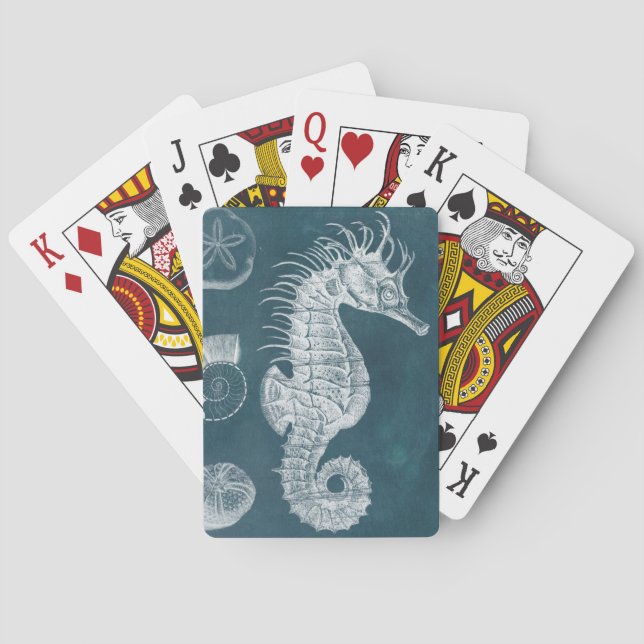 Azure Seahorse Study I Poker Cards (Back)