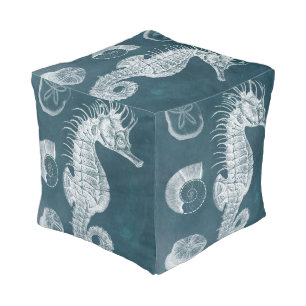 Azure Seahorse Study I Pouf